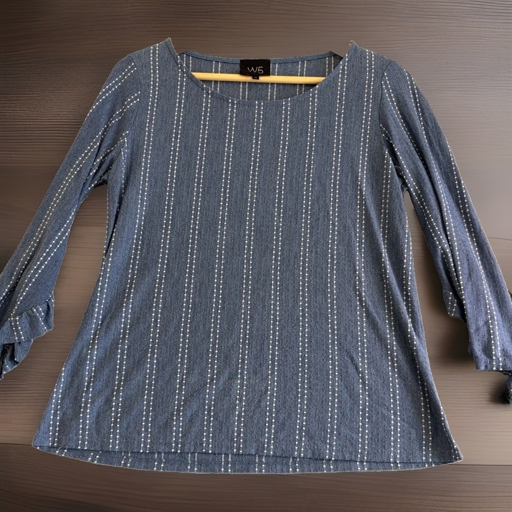 W5 Anthropologie Women's Medium Blue Striped  Blouse